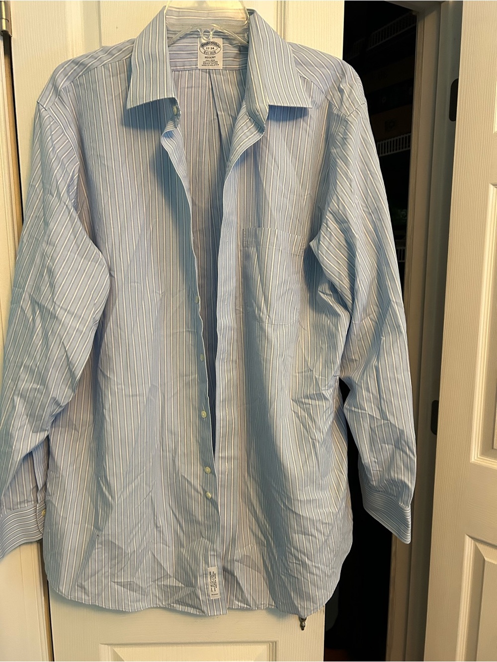Brooks Brothers Light Blue and White Striped Men's Dress Shirt